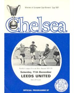 Chelsea v Leeds United official programme 11/12/1971 Football League