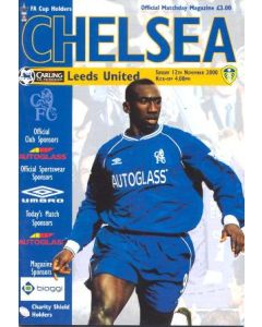 Chelsea v Leeds official programme 12/11/2000 Ptemier League