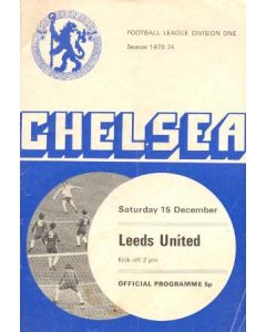 Chelsea v Leeds United official programme 15/12/1973
