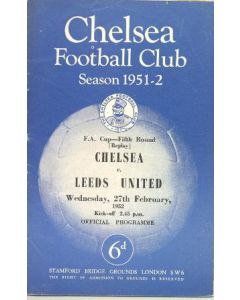 Chelsea v Leeds United official programme 27/02/1952