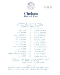 Chelsea v Leicester City official programme 28/09/1982 Reserves