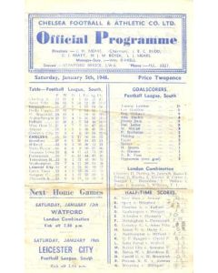 Chelsea v Leicester City official programme 05/01/1946