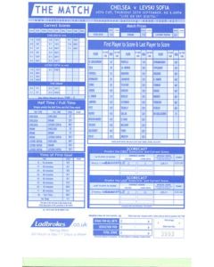 Chelsea v Levski Sofia Bulgaria betting slip 20/09/2001 UEFA Cup