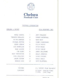 Chelsea Reserves v Leyton Orient Reserves official programme 25/11/1981