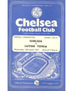 Chelsea v Luton Town official programme 10/04/1957