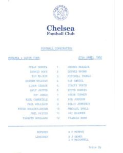 Chelsea v Luton Town Reserves official programme 27/04/1982 Football Combination