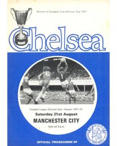 Chelsea v Manchester City official programme 21/08/1971 Football League, token missing and hence half price