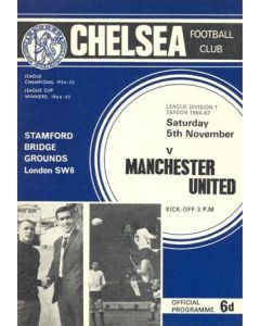 Chelsea v Manchester United official programme 05/11/1966 Football League, token missing and hence half price