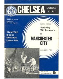 Chelsea v Manchester City official programme 11/02/1967 Football League