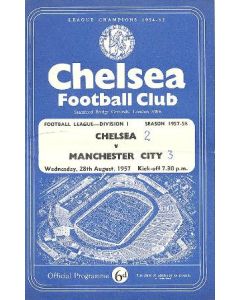 Chelsea v Manchester City official programme 28/08/1957
