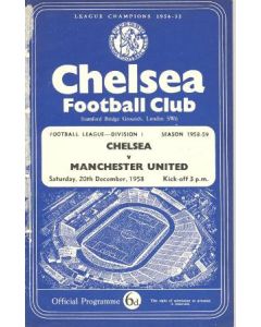 Chelsea v Manchester United official programme 20/12/1958