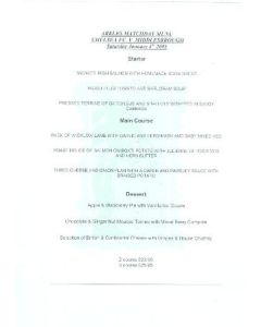 Chelsea v Middlesbrough Arkles menu 04/01/2003