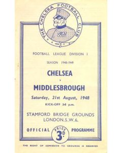 Chelsea v Middlesbrough official programme 21/08/1948