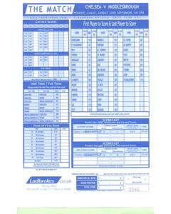 Chelsea v Middlesbrough betting slip 23/09/2001 Premier League