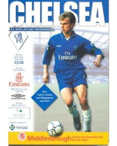 Chelsea v Middlesbrough official programme 23/09/2001