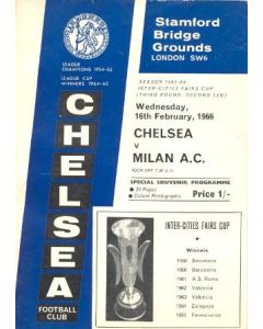 Chelsea v Milan official programme 16/02/1966