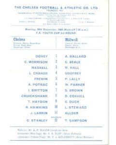 Chelsea v Millwall official programme 29/12/1969