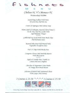 Chelsea v Monaco Fishnets menu 05/05/2004
