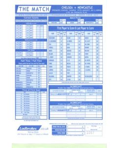 Chelsea v Newcastle United 19/08/2001 betting slip