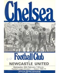 Chelsea v Newcastle United official programme 25/02/1970 Football League, token missing and hence half price