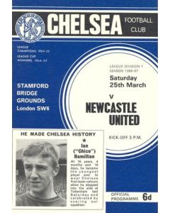 Chelsea v Newcastle United official programme 25/03/1967 Football League, token missing and hence half price