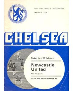 Chelsea v Newcastle United official programme 16/03/1974