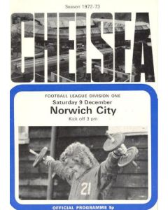 Chelsea v Norwich City official programme 09/12/1972