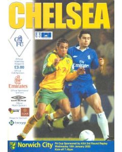 Chelsea v Norwich City official programme 16/01/2002 F.A. Cup