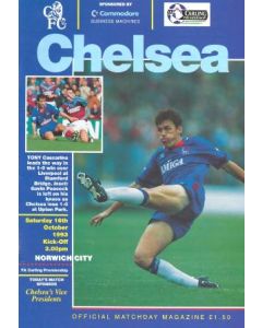 Chelsea v Norwich City official programme 16/10/1993