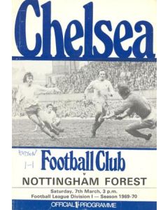 Chelsea v Nottingham Forest official programme 07/03/1970 Football League, token missing and hence half price
