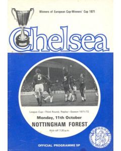 Chelsea v Nottingham Forest official programme 11/10/1971 Football League, token missing and hence half price