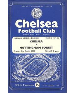 Chelsea v Nottingham Forest official programme 04/04/1958