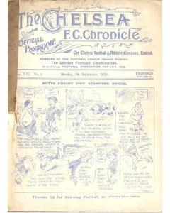 Chelsea v Nottingham Forest official programme 07/09/1925