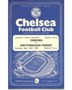 Chelsea v Nottingham Forest official programme 16/04/1960