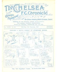 Chelsea v Nottingham Forest official programme 19/11/1927