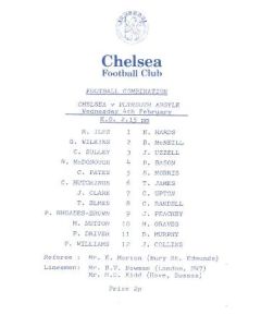 Chelsea v Plymouth Argyle official programme 04/02/1982 Reserves