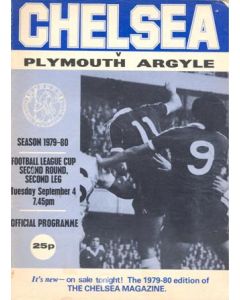 Chelsea v Plymouth Argyle official programme 04/09/1979 Football League Cup