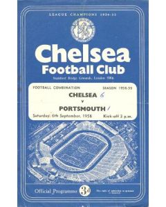 Chelsea Reserves v Portsmouth Reserves official programme 06/09/1958