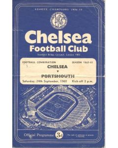 Chelsea Reserves v Portsmouth Reserves official programme 24/09/1960