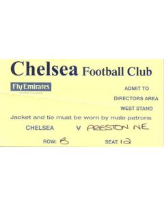 Chelsea v Preston North End Admit to Directors Area