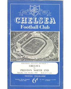 Chelsea v Preston North End official programme 11/10/1952