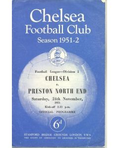 Chelsea v Preston North End official programme 24/11/1951