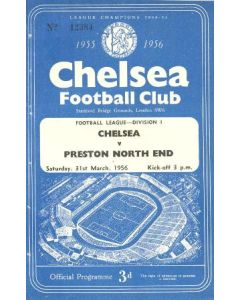 Chelsea v Preston North End official programme 31/03/1956