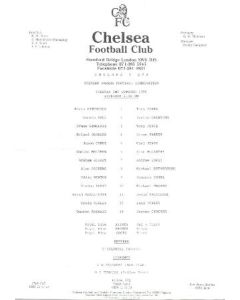 Chelsea v Queen's Park Rangers official teamsheet 02/10/1990