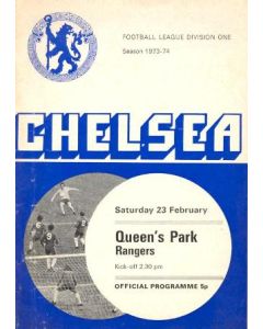 Chelsea v Queen's Park Rangers official programme 23/02/1974