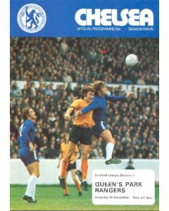 Chelsea v Queen's Park Rangers official programme 28/12/1974