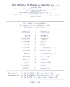 Chelsea v Reading official programme 06/10/1979 Reserves