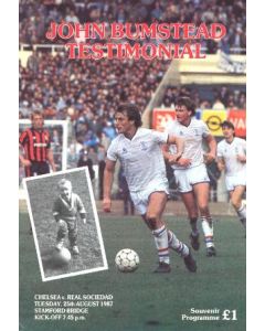 Chelsea v Real Sociedad official programme 25/08/1987 John Bumstead testimonial match