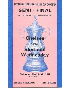 1966Chelsea v Sheffield Wednesday official programme F.A. Cup Semi-Final 23/04/1966