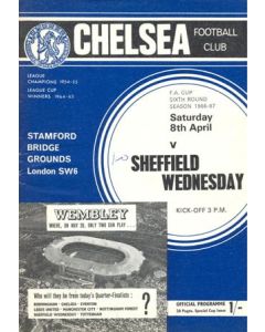 Chelsea v Sheffield Wednesday official programme 08/04/1967 F.A. Cup, token missing and hence half price